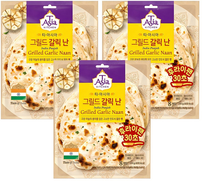 TAsia KITCHEN 大蒜烤餅 8入, 200g, 3包
