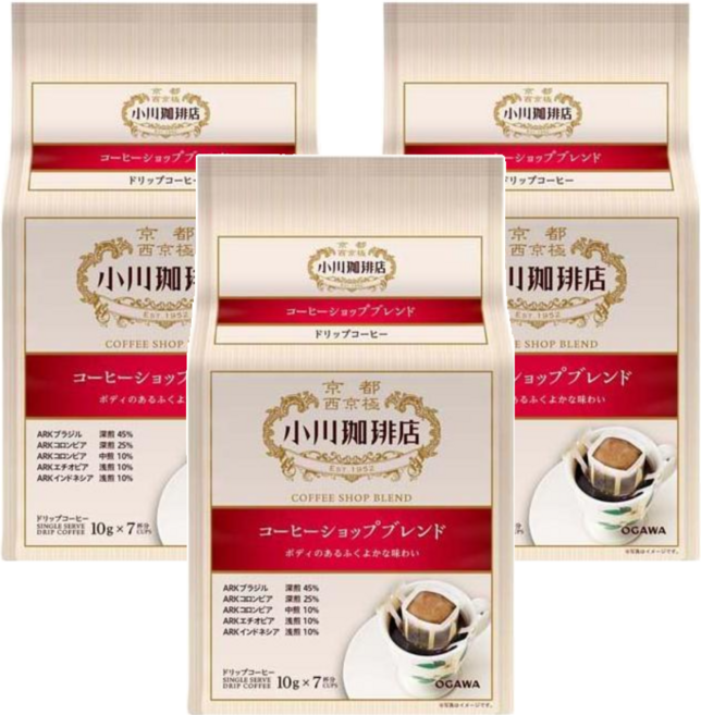 OGAWA 小川珈琲 濾掛式咖啡, 10g, 7包, 3袋