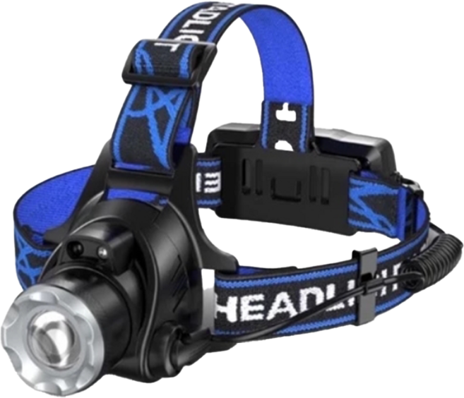 TOYO-SASAKI GLASS 東洋佐佐木 T6 強光 LED 頭燈 可調焦 三檔式開關, 1個, 黑色 + 藍色