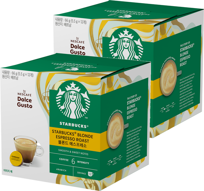 스타벅스 블론드 에스프레소 by 네스카페 돌체구스토 캡슐커피, 5.5g, 12개입, 2개