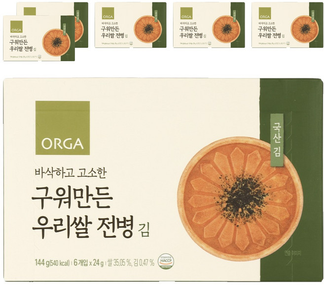 올가홀푸드 구워만든 우리쌀 전병, 6개, 김맛, 144g