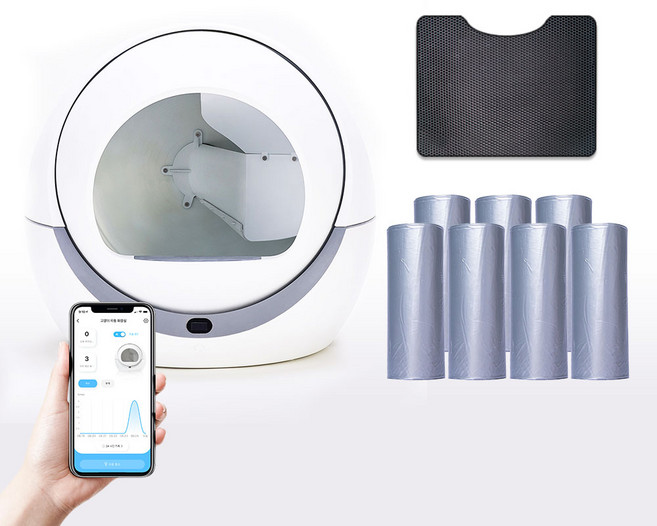 디클 펫트리 고양이 자동 화장실(와이파이형) + 배변봉투 6롤, 혼합색상, 1개