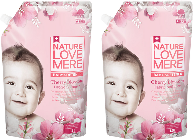 NATURE LOVE MERE 嬰兒衣物柔軟精補充包, 1組, 1.3L, 2包