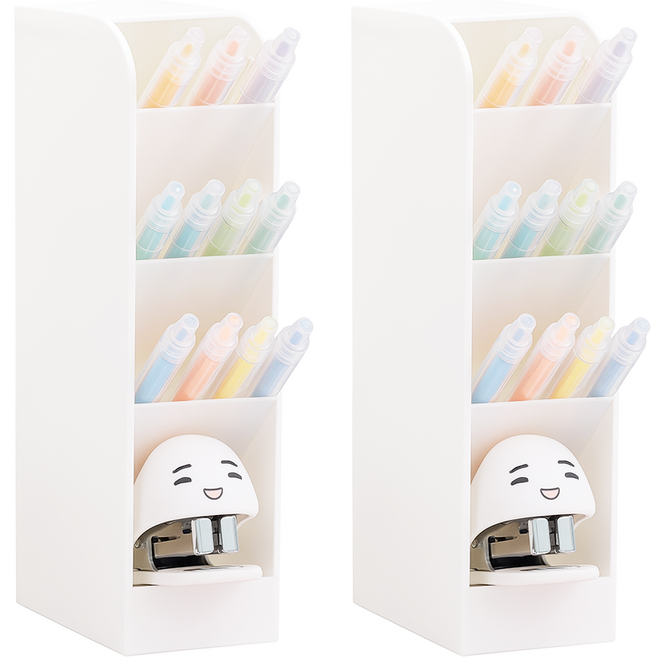 모더너리 슬림 스탠드형 연필꽂이, 화이트, 2개