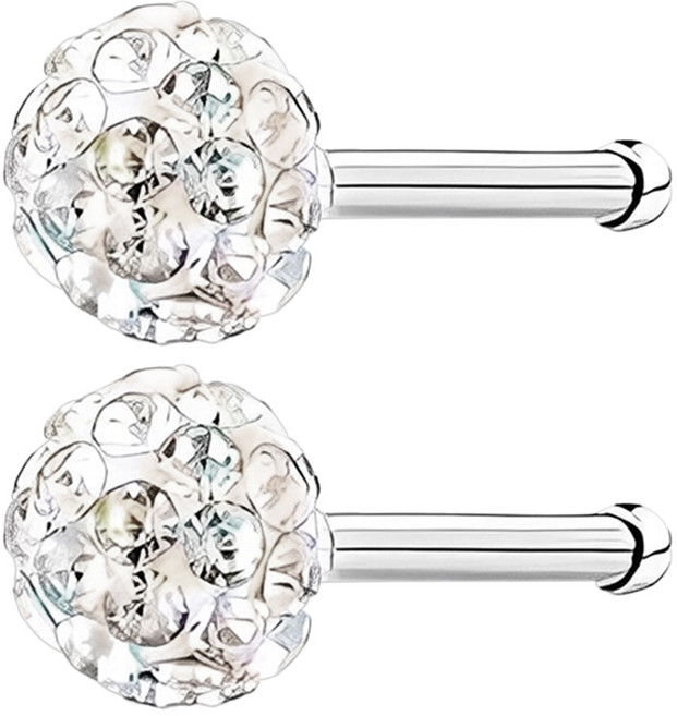 Brilliant Beauty 耀眼美人 白彩迷你聚光球鋯石鑽養耳棒鈦閃耀/鈦鋼耳環 2個