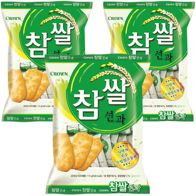 크라운 참쌀선과, 115g, 3개