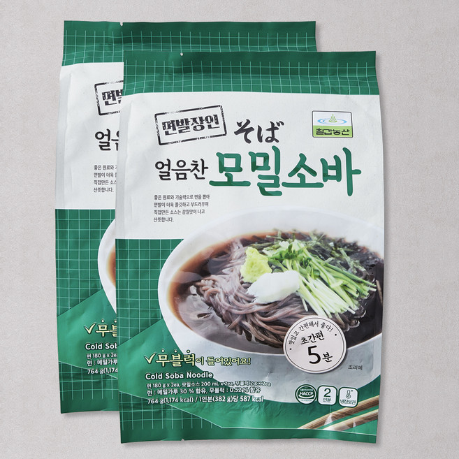칠갑농산 얼음찬 모밀소바, 764g, 2개