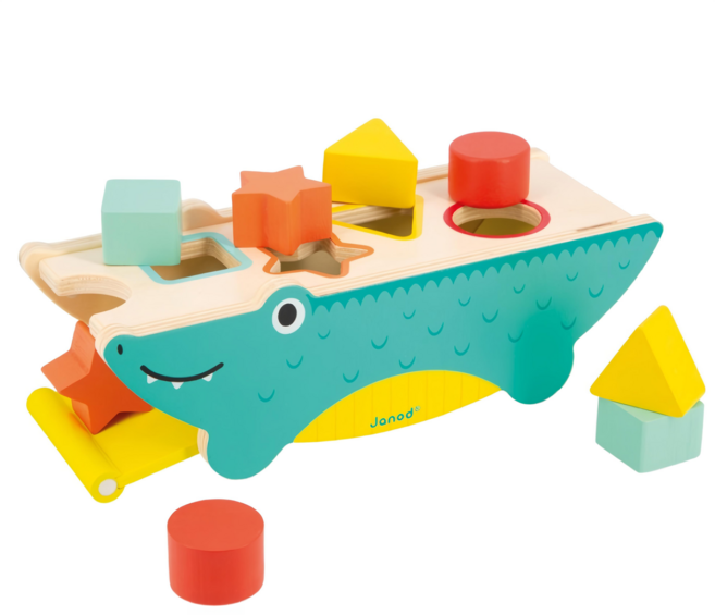 Janod 雨林大冒險 大嘴鱷魚玩形狀, 1個, 多色