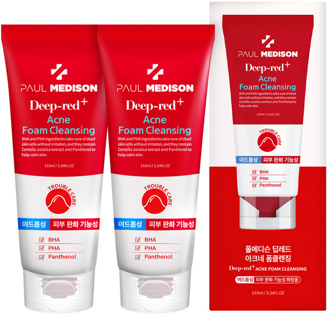 폴메디슨 딥레드 아크네 폼클렌징, 155ml, 2개