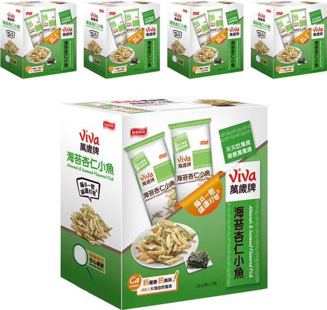ViVa 萬歲牌 海苔杏仁小魚, 120g, 5盒