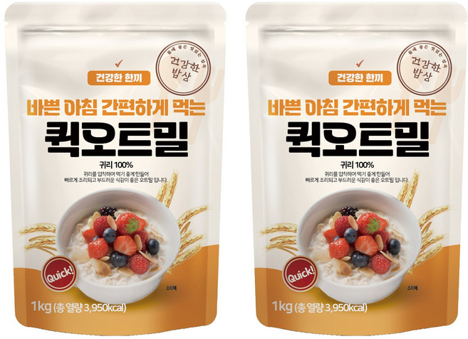 대구농산 건강한밥상 간편하게 먹는 퀵 오트밀, 1kg, 2개
