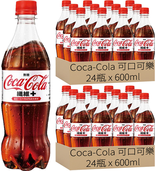 Coca-Cola 可口可樂 纖維 + 無糖, 600ml, 48瓶