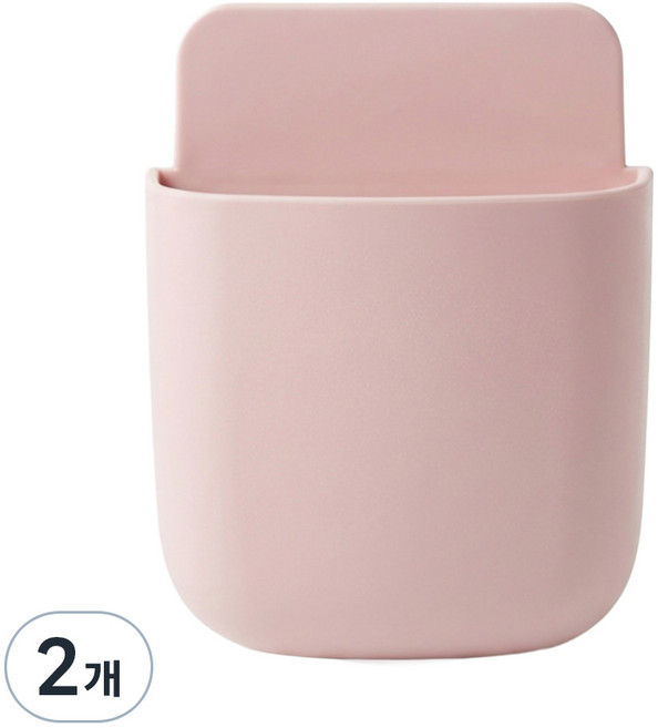 앞날창창 부착형 리모컨 정리함 벽부착 무타공 미니 수납함, 핑크, 2개