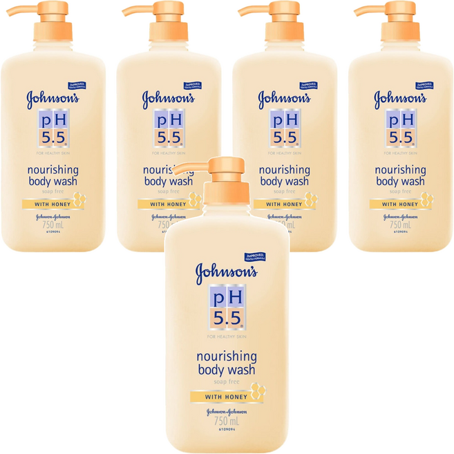 Johnson's 嬌生 嬰兒PH5.5溫和沐浴露 蜂蜜舒緩, 750ml, 5瓶