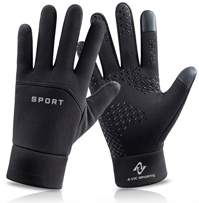 에이빅 겨울 스마트터치 오토바이 방한 장갑, 블랙