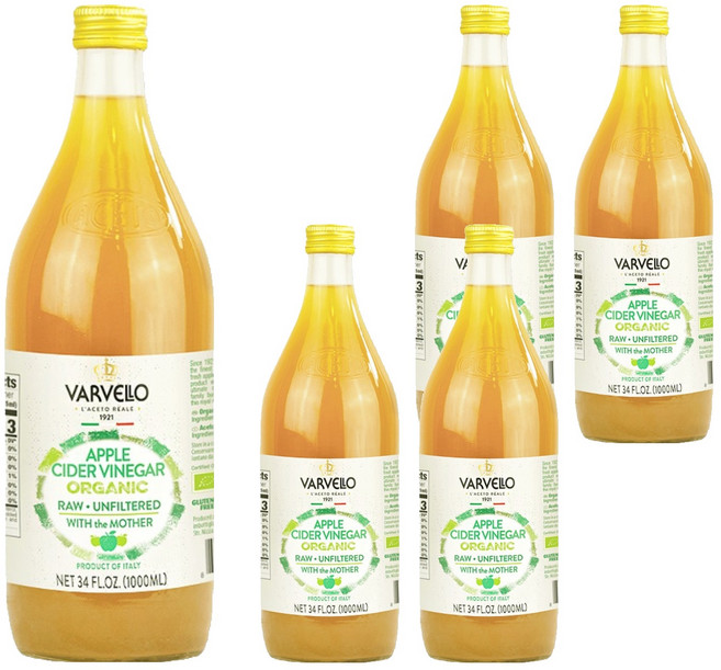 발베로 유기농 애플 사이다 비네거, 1L, 5개