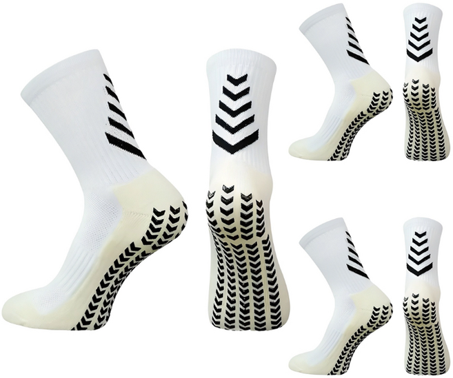 HnEx 단목 논슬립 스포츠 양말, 화이트, 3개