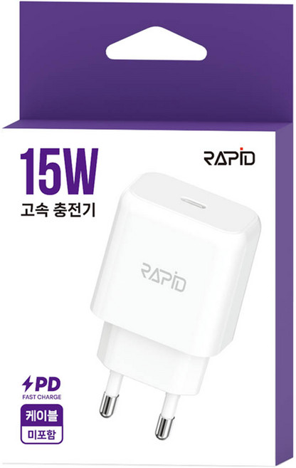 라피드 PD 15W C타입 1포트 가정용 충전기, 1개