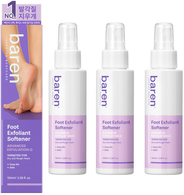 바렌 발각질 지우개 풋 소프트너, 1개입, 3개, 100ml