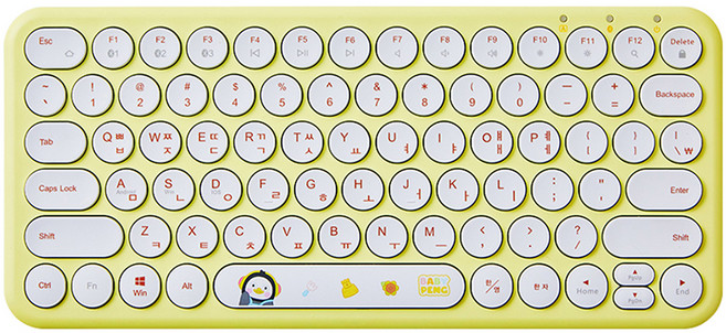 펭수 베이비펭수 멀티 페어링 블루투스 무선 텐키리스 키보드, 옐로우, BPK20-Y