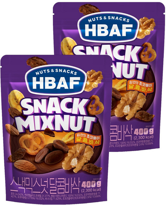 바프 넛츠 앤 스낵스 달콤바삭 스낵 믹스넛, 400g, 2개