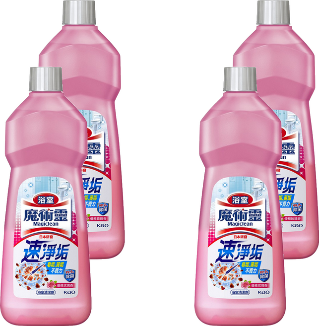 Kao 花王 Magiclean 魔術靈 台灣公司貨 浴室清潔劑 經濟瓶 優雅玫瑰, 500ml, 4瓶