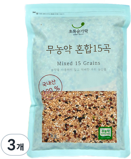 초록숟가락 무농약 혼합15곡, 1kg, 3개