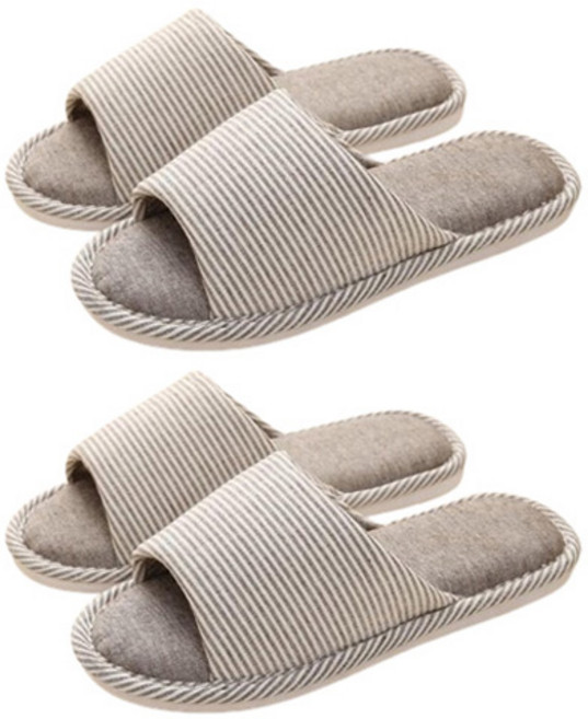 아리코 스트라이프 거실화, 브라운, 2개