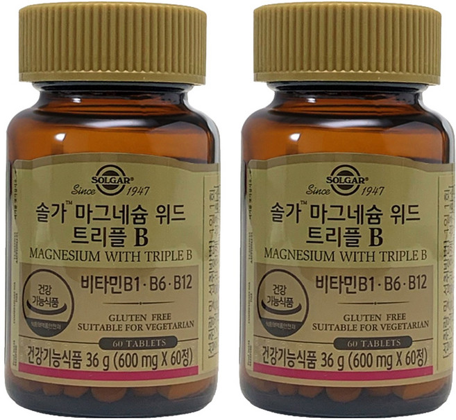 솔가 마그네슘 위드 트리플B 36g, 60정, 2개