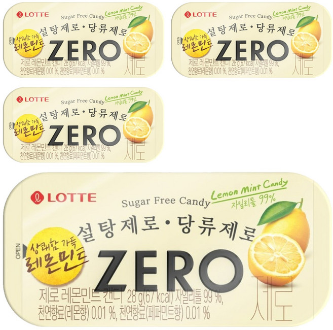 롯데제로 레몬민트 캔디, 4개, 28g