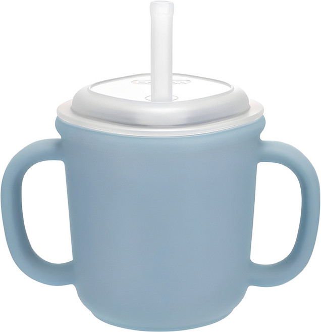 에디슨 스스로 실리콘 양손 빨대컵, 200ml, 1개, 블루