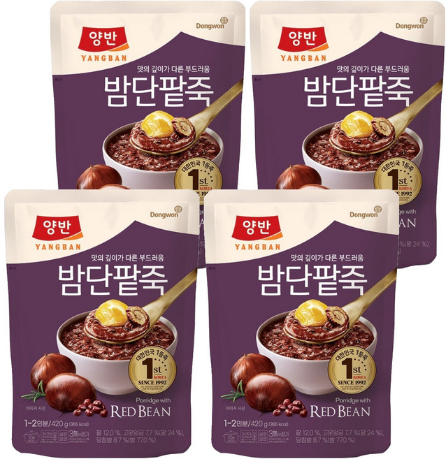 양반 밤단팥죽, 420g, 4개