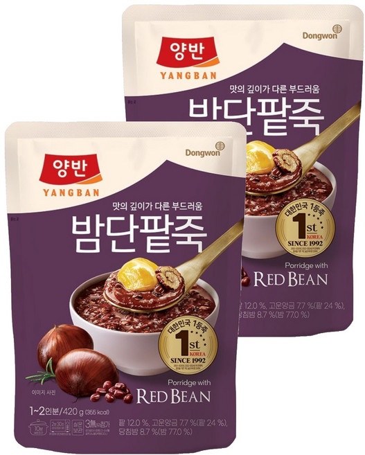 양반 밤단팥죽, 420g, 2개
