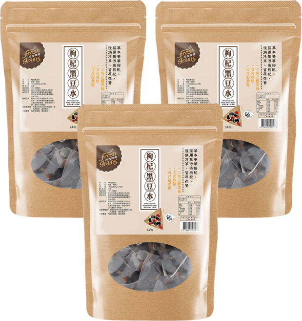 fresh grains 長青穀典 枸杞黑豆水, 8g, 24入, 3袋