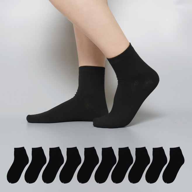 싹스윕 여성용 무지 기본 중목 양말 10켤레 세트