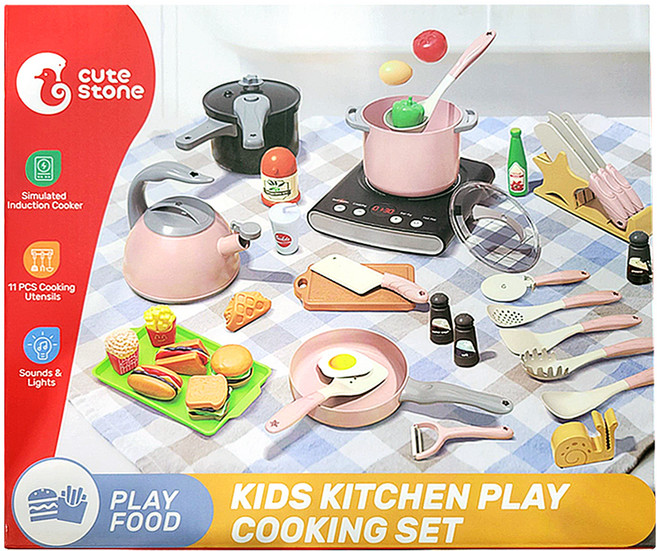 cute stone 盟石 兒童仿真電磁爐切切樂玩具, 1組