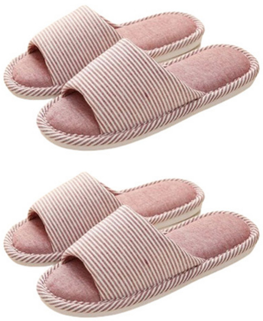 아리코 스트라이프 거실화, 핑크, 2개