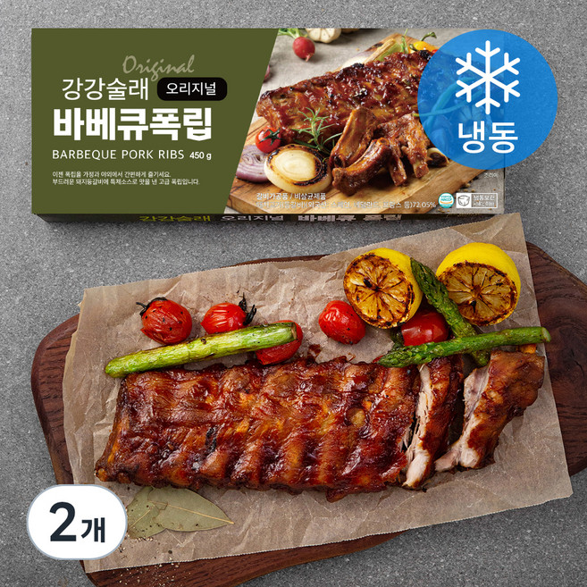 강강술래 바베큐 폭립 (냉동), 450g, 2개