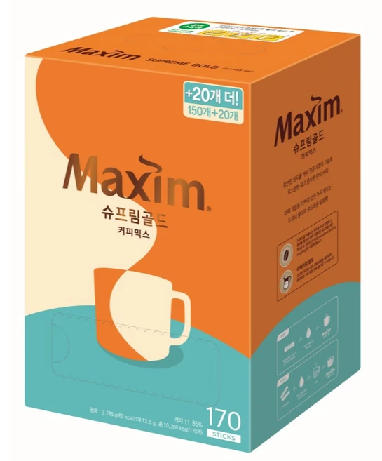 맥심 슈프림 골드 커피믹스, 13.5g, 170개입, 1개 - 쿠팡