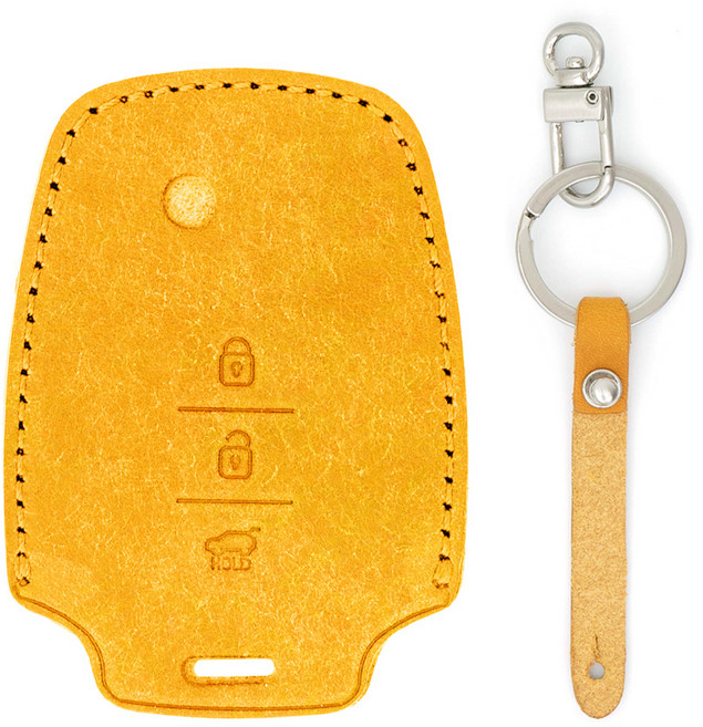 CHAMOA 가죽 스마트키케이스 티볼리 전차종 G4렉스턴, 머스타드+니켈사틴, MW102