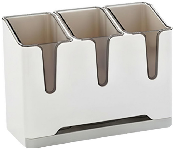 居家達人 簡約系壁掛式分格餐具/筷子筒瀝水收納架 - 23.5 x 9 x 17cm ABS+PS材質, 灰色, 1個