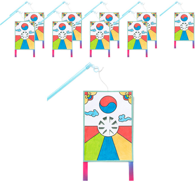 민화샵 막대기 전통 미니연 만들기 세트 방패연 UDPOM0122, 혼합색상, 10세트