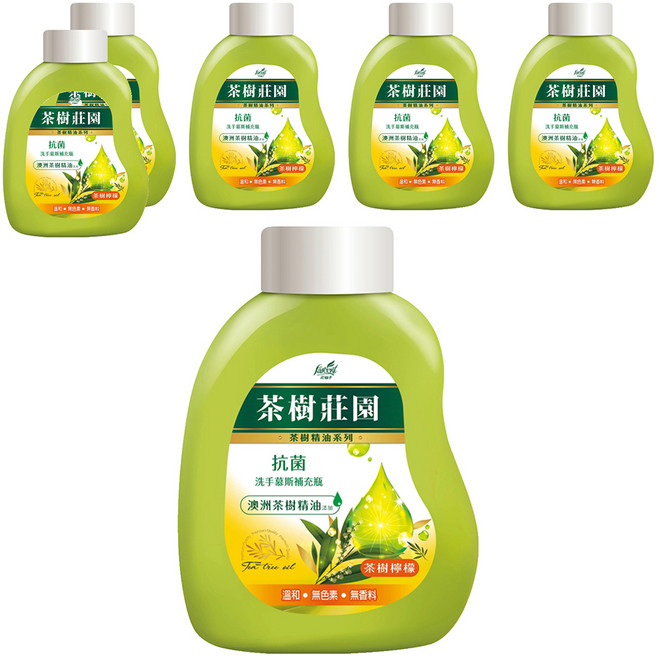 farcent 花仙子 茶樹莊園 抗菌洗手慕斯 補充瓶 茶樹檸檬, 500g, 6瓶