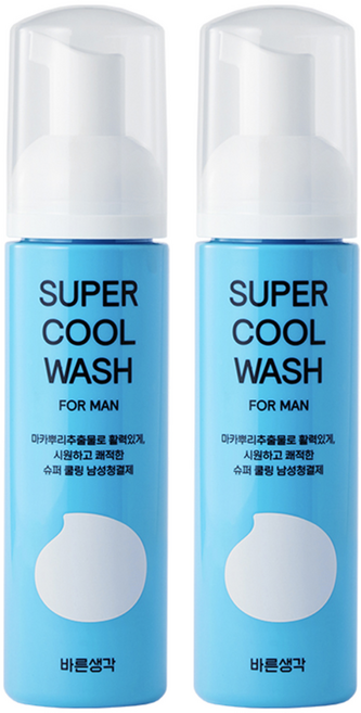 바른생각 슈퍼 쿨 워시 포 맨 남성청결제, 200ml, 2개