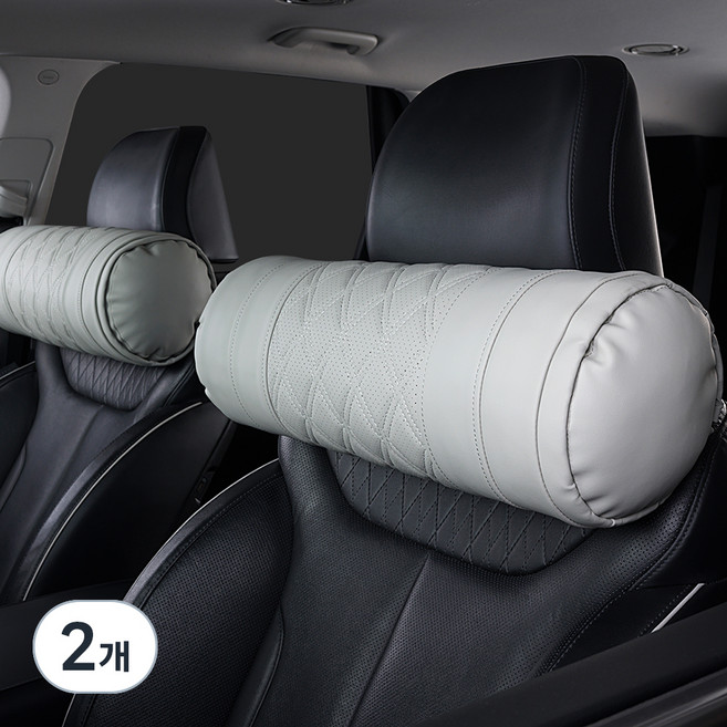 메이튼 차량용 순정컬러 초대형 목쿠션, 라이트그레이, 2개