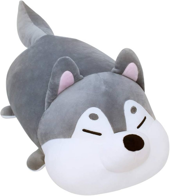 mochi town 麻糬娃娃 狗狗 哈士奇 抱枕, 1個, 哈士奇 灰色 + 白色, 180mm