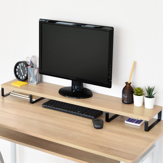 HOPMA 合馬家具 104公分超長版金屬底座螢幕增高架 1040 x 200 x 73mm 4kg, 淺橡木