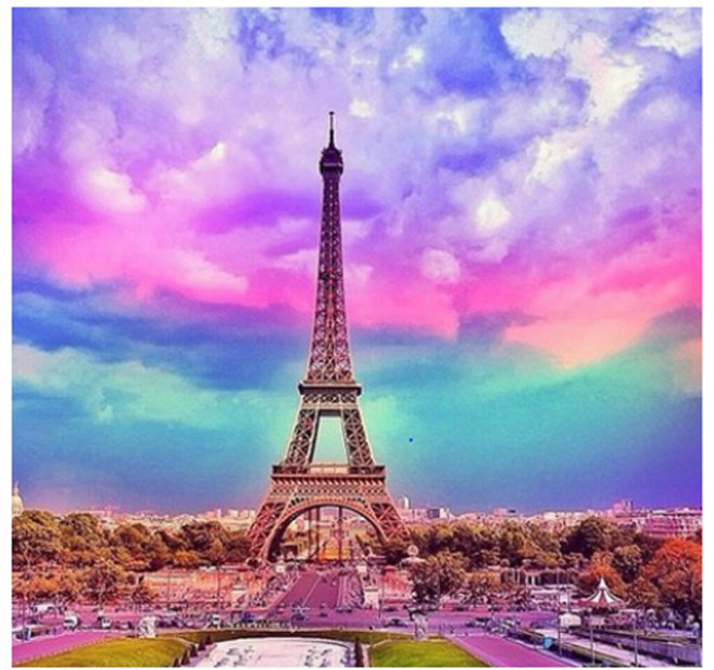 케이엠엘리 3D 에펠탑 보석십자수 30 x 30 cm, 혼합색상, 1개