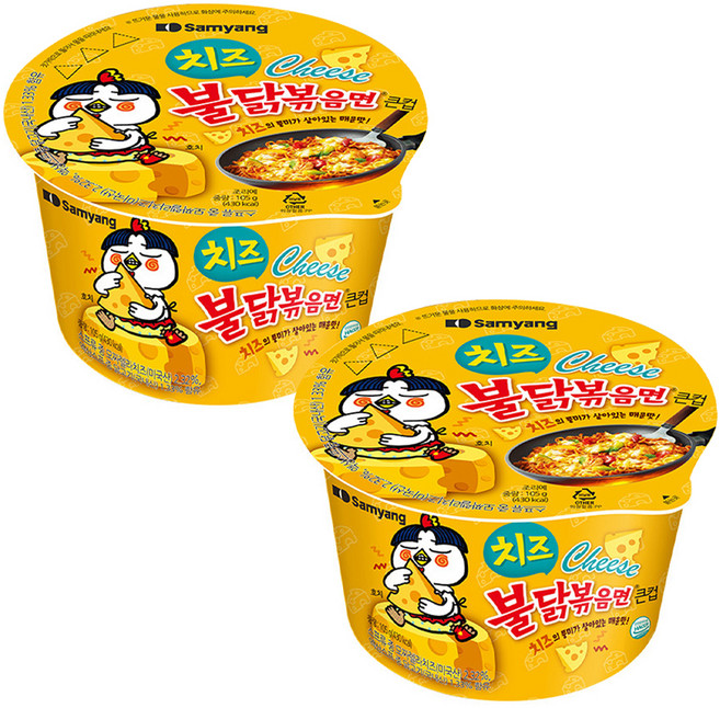 삼양 치즈불닭볶음면 큰컵 105g, 2개