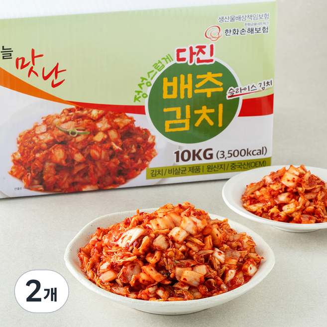 인우 늘맛난 슬라이스 배추김치, 10kg, 2개